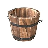 YXUANYZNB Blumentopf Holz Eimer Vintage Blumentöpfe Pflanzkübel Holztöpfe Blumenkasten Holzfass Rustikal Fass Blumentopf Container Haus Balkon Garten Dekoration-15x12x13cm