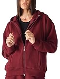 Damen-Fleecejacke mit durchgehendem Reißverschluss – gemütliche Kapuzenjacke, leicht, Damen-Outdoor-Fleecejacke mit elastischen Bündchen, ideal für Damen, Freizeitjacke, perfekt für Reisen,
