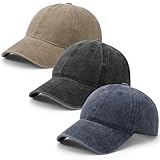 Utensilsto 3 Stück Baseballkappe für Herren und Damen, Verstellbar Baumwolle Baseball Cap Vintage Unisex Basecap Sonnenhut Sportkappe für Outdoor Sport Leisure Reisen, Schwarz, Khaki, Marineblau