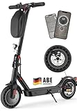 E Scooter mit Straßenzulassung, 10 Zoll, Max 40km Reichweite 20km/h, Komfortable Stoßdämpfung, Elektro Scooter bis 120kg, APP-Verbindung, LED-Display, Duales Bremssystem Elektroroller für Erwachsene