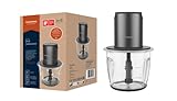 Grundig Delisia Novus CH 7140 Professioneller Multi-Zerkleinerer, 500 Watt, 4 Edelstahlmesser mit Zirkonium-Beschichtung, 1l Glasbehälter, 2 Stufen, Anti-Rutsch-Unterlage, Dark Inox/Schwarz