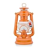 Feuerhand Sturmlaterne Baby Special 276 - Made in Germany seit 1893 - Petroleumlampe aus pulverbeschichtetem Stahl und bruchsicherem Glas - Pastell-Orange