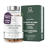 Ginkgo Biloba Kapseln 7500mg 50:1 Extrakt Bacopa Monnieri Brahmi Panax Ginseng Hochdosiert, Vitamin B Zink - Nootropic Gingko Hochdosiert für Konzentration - 180 Ginko Biloba Kapseln