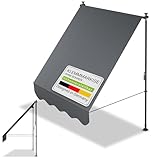 Juskys Klemmmarkise Kapstadt 150x120 cm - Höhenverstellbar & UV-beständig - Balkon & Terrasse - Wetterfest & Sichtschutz - Terrassenüberdachung Grau