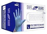 SAFEGUARD Nitril-Untersuchungshandschuhe, puderfrei, medizinische Qualität, latexfrei, 100 Stück, Spenderpackung, Größe L, Blau
