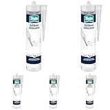 Sista Sanitär Silikon, schimmelresistenter Silikon Dichtstoff für den Sanitärbereich, sauer vernetzende Dichtmasse für viele Anwendungen, Grau, 1x280ml Kartusche (Packung mit 5)