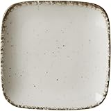 Ritzenhoff & Breker Beilagenteller Casa, 14 x 14 cm, Eckiger Brotteller im Vintage-Look, Mix & Match-Geschirr, Spülmaschinenfest & Mikrowellengeeignet, Porzellan, Creme