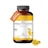 Bio Omega-3-6-9-Leinöl Kapseln I 2000mg Tagesdosis I 180 Omega-3-Kapseln hochdosiert I laborgeprüft I Omega-3 Pulver I veganes Omega-3-6-9-Leinöl-Präparat I Ohne Zusätze I PlantDEA