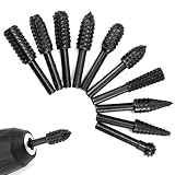 QWORK® 10 Stück Holzraspel Raspel Set, 1/4' Schaft, Holz Bohrer Fräser Set, 45# Stahl, Kompatibel mit Weichholz, Kunststoff, Gummi