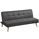 VASAGLE Schlafsofa, Schlafcouch, Bettsofa, Bezug aus Baumwoll-Leinen-Mischgewebe, Holzbeine, 175 x 83 x 76 cm, klappbar, Ausklappsofa, für Wohnheim, kleine Räume, grau LCS701G01