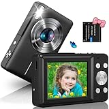 Digitalkamera 1080P FHD Fotoapparat 44MP Fotokamera Kompaktkamera mit 16X Digitalzoom LED Fill Light Bildstabilisierung Mini Selfie Kamera Tragbare Digitalkamera für Kinder Teenager Anfänger