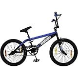 deTOX Big Shaggy BMX für Mädchen Jungen 145 cm mit 4 Pegs und 360° Rotor, Einsteiger Fahrrad 20 Zoll Kinder Jugendliche Unisex mit Bremsen und Kettenschutz (schwarz/blau)