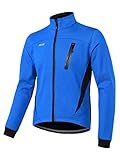 ARSUXEO Radjacke Herren Winter Thermal MTB Bike Jacke Softshell Mantel für Wasser- und Winddicht 16H Blau L