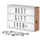 My Cinema Lightbox - Rose Gold Lightbox mit Buchstaben, A6 10,2x15,2 cm - Micro LED Marquee Leuchtkasten mit 100 Buchstaben, Zahlen und Emojis, Leuchttafel inklusive geflochtenen Rose Gold USB-Kabel