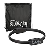 Bluefinity Pilates Ring mit Übungen, Doppelgriff, gepolstert, Widerstandsring Yoga, Fiberglas, Ring Ø 37 cm, schwarz