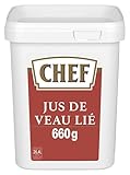CHEF Kalbsjus Gebunden, Kalbfleischgeschmack mit einer leichten Röstaroma-Note, Basis für klassische Jus, Saucen und Fleischgerichte, ergibt 11L, 1er Pack (1 x 660g GastroBox)