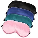 4 Stück Schlafaugenmaske für Männer Frauen Seiden Schlafmaske Verstellbare Augenmaske Mit Gummiband Lichtblockierend Schlafaugenmaske Weich Atmungsaktiv Schlafmaske für Yoga Reisen Nickerchen