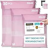 EMBALLAX - 30 Versandtaschen MIT TASCHE FÜR VERSANDETIKETT - 3 Größen S/M/L - WIDERSTANDSFÄHIG/WASSERDICHT - Versandtüten für Kleidung - Warensendung Umschlag für Kartons - Versandbeutel - Danke
