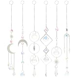 YARNOW 6 Stück Sonnenfänger Kristall Hängeset aus Bruchfester Legierung und Glas Bunte Fensterdeko für Garten und Terrasse