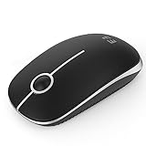 seenda Maus Kabellos, 2,4G Funkmaus mit 1600 DPI für PC/Laptop/MacBook/Linux, 3 Leise Tasten, Für Links- und Rechtshänder, 18 Monate Akkulaufzeit, Schwarz und Silber