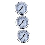 MUCKLILY 3St Druckluftmesser Manometer mit Doppelskala Airbrush-Kompressor Luftgebläse Schwimmbad Luftwerkzeuge luftdruckprüfer druckluftmanometer metallgehäuse Druckanzeige bar Manometer