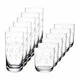Villeroy & Boch Toy's Delight Trinkgläser-Set 12-teilig, Je 6x Longdrinkgläser (300 ml) und Wassergläser (250 ml) mit weihnachtlichem Pantographie-Muster, Kristallglas, Klar