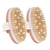 DEARMAMY 2 Stück Borstenduschpinsel exfoliating brush massage bürste shower brush Beaded bath brush body brush Massagebürste Bad haarbürste wildschweinborsten Rückenbürste Hölzern Chocolate