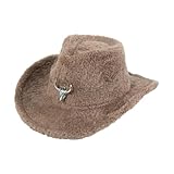 pumpumlia Fedoras Hut Panamahut Maillard Pelzplüsch für Damen und Herren, Foto-Requisiten, Western für Männer und Frauen, Unisex, Kopfbedeckung, Cowboyhüte für Damen und Herren, Großpackung, Herz