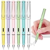 AUAUY 6 Stück Füllfederhalter, Nachfüllbar Füllfederhalter, Tinten-Füller mit Ergonomischem Griffstück, 0.38mm Extra Feine Spitze, Bestes Geschenk für Lehrer, Schüler, Kinder und Freunde