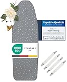 lamodo® - Bügelbrettbezug 120x40 cm - Bügelbezug aus Baumwolle - Dampfbügelgeeignet - Extra Dicke Polsterung + Gummizug und Spannern, 115-122 cm - 35-45 cm