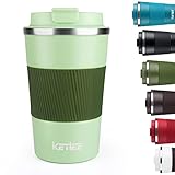 KETIEE Kaffeebecher to go,380ml Thermobecher Kaffee-to-go,Kaffeebecher Thermo,Doppelwandig Reisebecher Travel Mug,Vakuum Isolierbecher mit auslaufsicherem Deckel für Kaffee und Tee,Grün