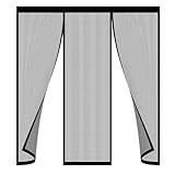 Fiberglas Fliegengitter tür Magnet,270x160cm Verstärkt Insektenschutz Balkontür Mückenschutz Sommer,Fliegengitter Balkontür Ohne Bohren mit Klebeband,für Haustür Terrassentür Schwarz