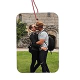 Personalisierter 1x Auto Lufterfrischer mit Dein Foto text beidseitig Herz rund rechteckig, für ihn Geburtstag Parfüm (Rechteckig)