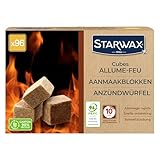 STARWAX - Anzündwürfel XXL - Brenndauer bis 10 min - Schnelle, saubere und geruchsfreie Zündung - Beeinträchtigen Nicht den Geschmack der Speisen - PEFC - Packung à 96 Würfel
