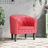 Makastle Relaxsessel mit Armlehnen, Clubsessel Cocktailsessel Polstersessel Loungesessel Bürosessel für Wohnzimmer Schlafzimmer, Rot Kunstleder