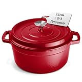 Ottia Gusseisen Topf [inkl. eRezeptbuch] – 22cm emaillierter Bräter mit Deckel & Aromanoppen – Schmortopf, Bratentopf, Gusseisentopf für alle Herdarten – auch als Brotbacktopf | Händler aus Hamburg