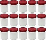 Frühes Forschen 15 Salbendosen hoch, 60ml Inhalt, weiß mit roten Deckeln
