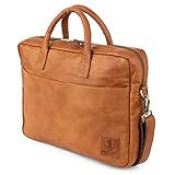 Berliner Bags Vintage 15 Zoll Laptoptasche Madrid, Umhängetasche aus Leder, Aktentasche, Schultertasche für Herren - Braun