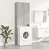 Pxznbe Waschmaschinenschrank Variabler Stauraum Grau Sonoma Waschmaschinen-Regal Badhochschrank 64x25,5x190 cm für Gängige Waschmaschinen