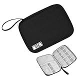 FENGRUI 1 x Aufbewahrungstasche für Elektronikzubehör, tragbare Reise-Organizer-Tasche, wasserdichte Aufbewahrungstasche für USB-Kabel, SD-Karte, Ladegerät, Festplatte (schwarz)