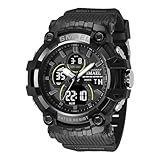 SMAEL Outdoor Sport MilitäR Tactical Armbanduhr 5atm Wasserdicht Armbanduhr Herren mit Leuchtender Funktion Fitnessuhr Herren,Black Gray