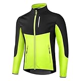 Generisch 2026 - Fahrradjacke Laufjacke Sportliche Softshelljacke Warm Winddicht MTB Laufen Joggen Bergsteigen Herren Stehkragen Mit 2 Taschen Grün & Grau (Green, XXXL)