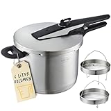 SILBERTHAL Schnellkochtopf 6L - Induktion - Edelstahl - Mit 2 Einsätzen für Etagenkochen