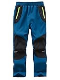 Zzkouine Kinder Softshellhose Schneehose Thermohose Hosen Jungen Mädchen Winterhose Outdoorhose Wanderhose, Blau/Schwarz 116-122