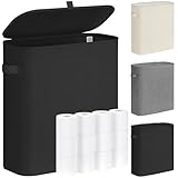 DIDAINT 33L Toilettenpapier Aufbewahrung, Badezimmer Klopapier Aufbewahrung Knorb Mit Deckel, Faltbar Toilet Paper Storage für 9-16 Rollen Klopapier, Schwarz