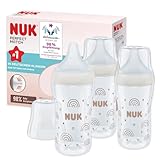 NUK Perfect Match Babyflaschenset | Ab 3 Monate | Passt sich dem Baby an |Temperature Control | Anti-Colic | 260 ml | BPA-frei | Silikontrinksauger, Medium | Regenbogen | 3 Stück