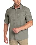 Outdoor Ventures Herren Langarm Hemd Outdoor Funktionshemd Schnelltrocknende Shirts Casual Freizeithemd Atmungsaktive Sportshemd Frühling Sommer Herbst mit Taschen für Wandern Camping Grüngrau XL