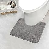 WC Teppich, 50 X 40 cm, U-förmiger WC Vorleger Mit Ausschnitt, Rutschfester Bad Teppich, Bad Vorleger， Weicher Toilettenvorleger, Graue Badezimmer Matte