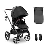 hauck Comfort N Care, Black - Kinder Buggy mit Beindecke ab Geburt bis 22 kg, Wendbarer Sitz mit Liegefunktion, XL Verdeck UPF 50+, Federung, Gummi Räder, Höhenverstellbarer Schieber, Getränkehalter