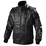 Tumaron Motorradjacke für Kinder, Jungen, Kunstleder, für Mädchen, Teenager, Winter, Biker-Kleidung, Schwarz, 4-5 Jahre